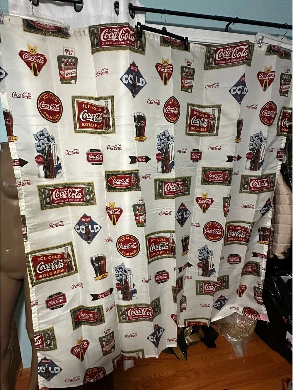 RARE Vintage Coca-Cola Themed Shower/Curtain 68